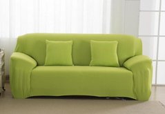 Натяжной чехол для трехместного дивана 195х230 светло-зеленый без рисунка