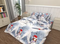 Новогодний комплект постельного белья Зимняя Сказка из ранфорс Семейный
