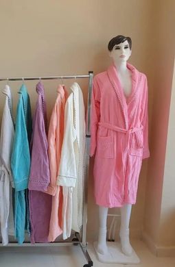 Розовый велюровый халат для женщин Шаль без капюшона S