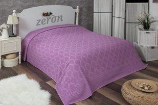 Махровая хлопковая жаккардовая простынь Damask Desen сиреневого цвета 200х220