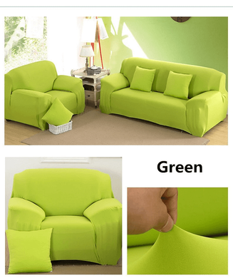 Натяжний чохол для тримісного дивана 195х230 світло-зелений без малюнка