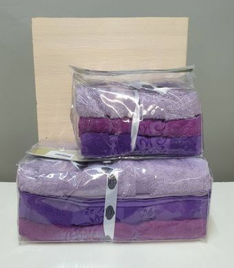 Комплект лиловых полотенец бамбук 70х140 (3 шт), Aynali Agac Bamboo