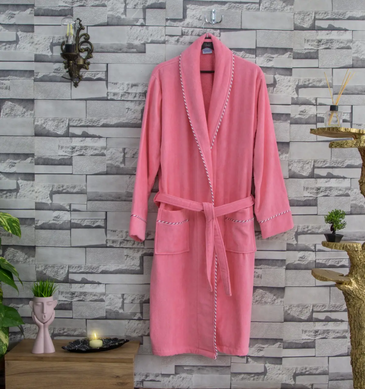 Рожевий велюровий халат для жінок Шаль без капюшона S