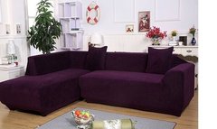 Чохол натяжна замшевий на кутовий диван 235х300 Фіолетовий з мікрофібри
