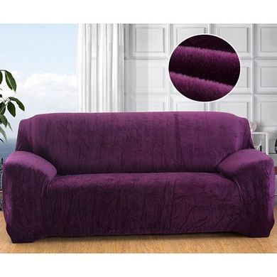 Чехол натяжной замшевый на угловой диван 235х300 Фиолетовый из микрофибры