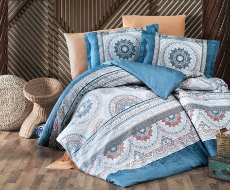 Постільний комплект Sateen Aran Carmela v1 блакитне Євро