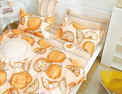 Набор постельного белья сатин Y230-001 Фрукт оранжевое Семейный