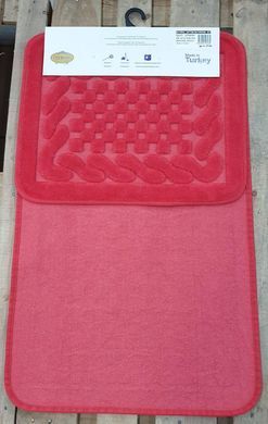 Комплект ковриков в ванную Cotton красный Mat шахмотка 50х60;60х100