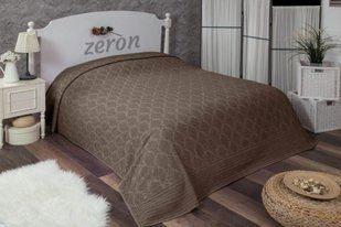 Махровая хлопковая жаккардовая простынь Damask Desen шоколадного цвета 160х220