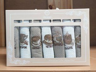 Вафельные кухонные полотенца 40x60 (7шт.) Неделька Coffee