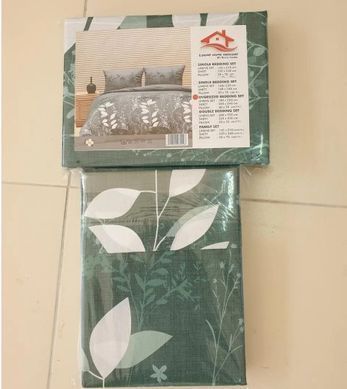Комплект постільної білизни бавовна Leaf зелений Двоспальний