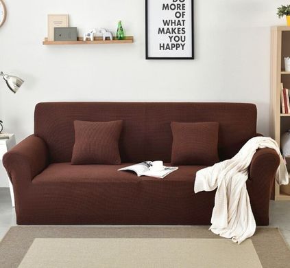 Чехол на двухместный диван коричневый трикотаж-жаккард