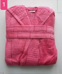 Женский халат велюр хлопок длинный темно розовый без капюшона 2XL