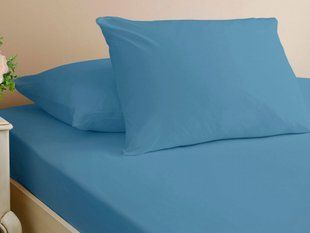 Трикотажная простынь на резинке Jersey голубая 180*200