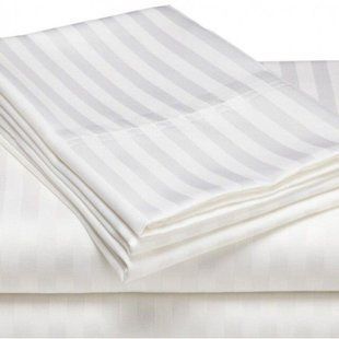 Простынь White сатиновая Stripe Jefferson белая 240х260