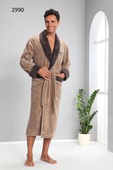 Чоловічий бамбуковий халат ns 2990 бежевий без капюшона3xl