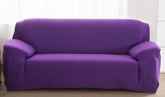Натяжной чехол для трехместного дивана 195х230 пурпурный без рисунка