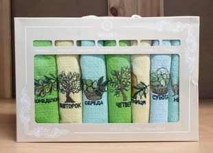 Вафельные кухонные полотенца 40x60 (7шт.) Неделька Olive
