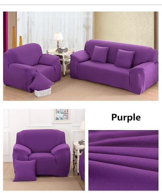 Натяжной чехол для трехместного дивана 195х230 пурпурный без рисунка