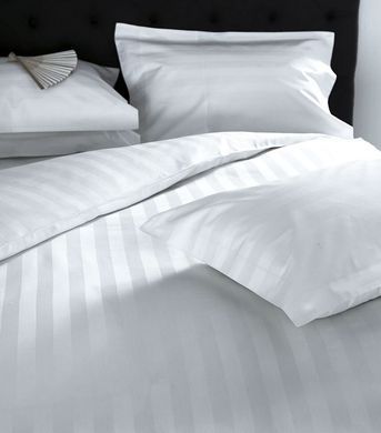 Простирадло на гумці White сатинове Stripe Jefferson біле 80х190