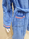 Голубой детский махровый халат с полосками Welsoft 9-10 лет