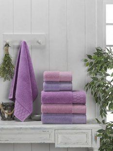 Махровый набор полотенец MicroCotton (3 шт) лиловый Zingir 70х140