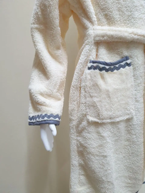 Кремовый детский махровый халат с полосками Welsoft 5-6 лет