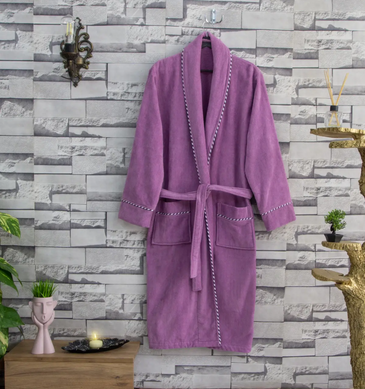 Фиолетовый велюровый халат для женщин Шаль без капюшона S