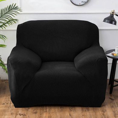 Универсальный чехол на кресло-диван черный трикотаж-жаккард