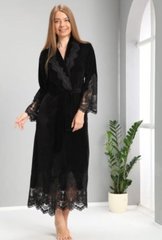 Довгий жіночий халат без капюшона ns 0383 siyah 3XL