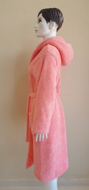 Довгий кораловий жіночий халат з капюшоном Welsoft XL