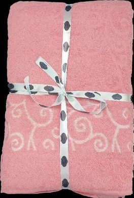 Махровая хлопковая двухсторонняя простынь Bermal pembe розового цвета 150х220
