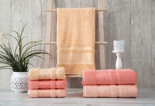 Комплект персиковых полотенец бамбук 70х140 (3 шт), Damkas Desen