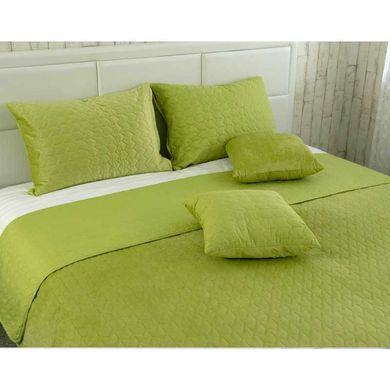 Велюрове стьобане покривало Green banana зелене 150х220