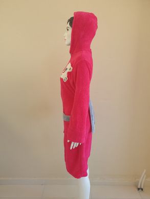 Малиновый женский халат на молнии с Мишуткой Welsoft S
