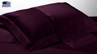 Наволочка Dark Plum сатинова Jefferson баклажанная з планкою 70х70