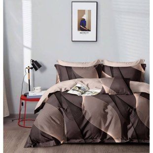 Комплект постільної білизни 21-311 ранфорс Візерунок коричнево-рожевий Двоспальний