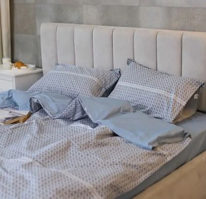 Комплект постельного белья 108 Tiare Сатин Люкс принт бледно - голубой Семейный