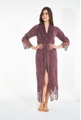 Темно розовый женский велюровый халат бамбук 50%, ns 0497 gul kurusu 4XL