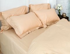 Набор постельного белья S-44 однотонный персиковый сатин Семейный