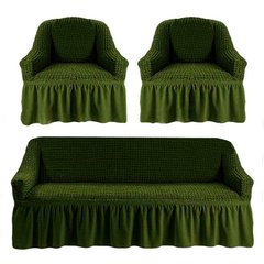 Чохол універсальний на диван і 2 крісла оливковий (24)