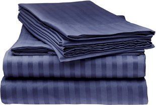 Однотонное постельное белье сатин Home Stripe Violet Night фиолетовое Двуспальный
