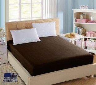 Простынь на резинке Dark Chocolat сатиновая Jefferson коричневая 180х200