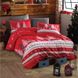 Красное новогоднее постельное белье с оленями из ранфорса Евро