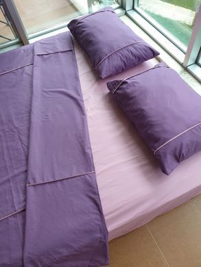 Постельный набор V3 фиолетовый из хлопка Cotton з простынью 180х200 на резинке
