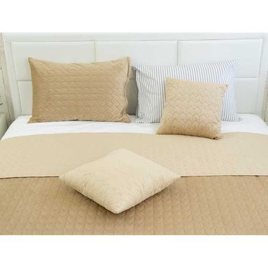 Велюровое стеганое покрывало Beige бежевый 150х220