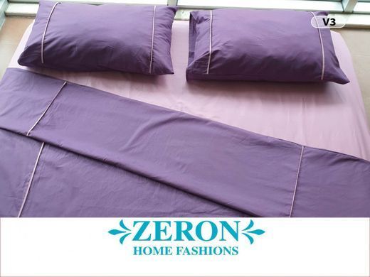 Постельный набор V3 фиолетовый из хлопка Cotton з простынью 180х200 на резинке