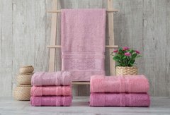 Комплект розовых полотенец бамбук 50х90 (3 шт), Damkas Desen