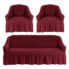 Чохол універсальний на диван і 2 крісла пурпурний (37)