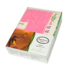 Комплект бамбуковий для сауни жіночий рожевий